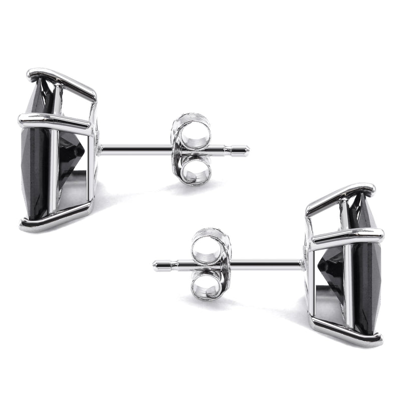 Silver Square Black CZ Stud Earrings | 8 MM | Appx. 2.5 Grams