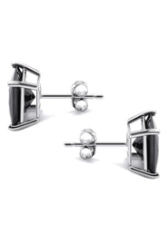 Silver Square Black CZ Stud Earrings | 8 MM | Appx. 2.5 Grams