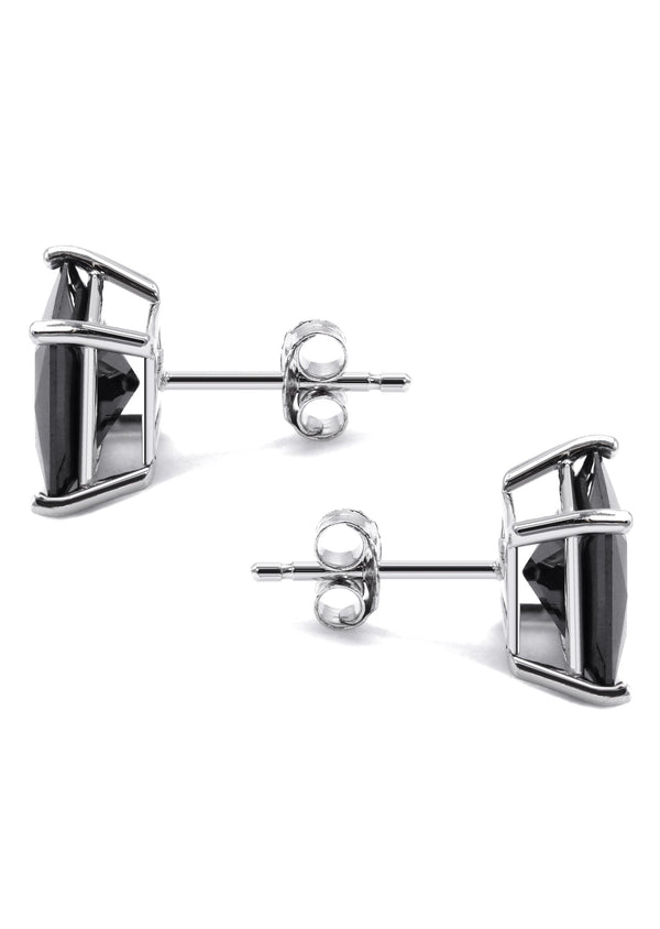 Silver Square Black CZ Stud Earrings | 8 MM | Appx. 2.5 Grams