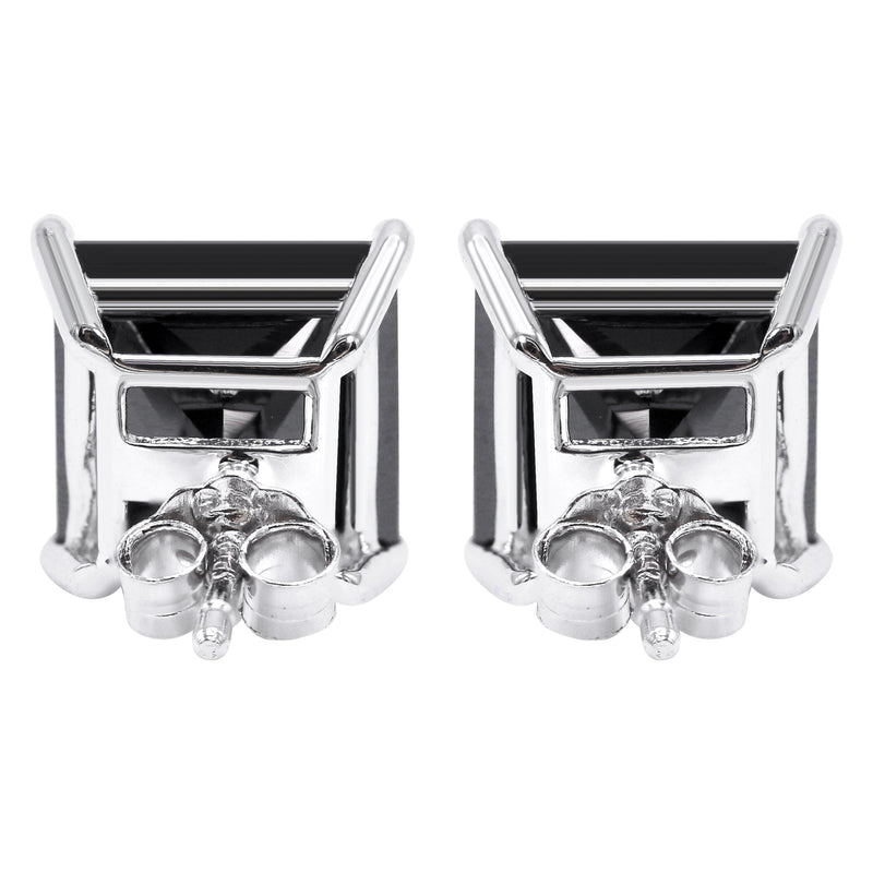 Silver Square Black CZ Stud Earrings | 8 MM | Appx. 2.5 Grams
