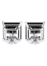 Silver Square Black CZ Stud Earrings | 8 MM | Appx. 2.5 Grams