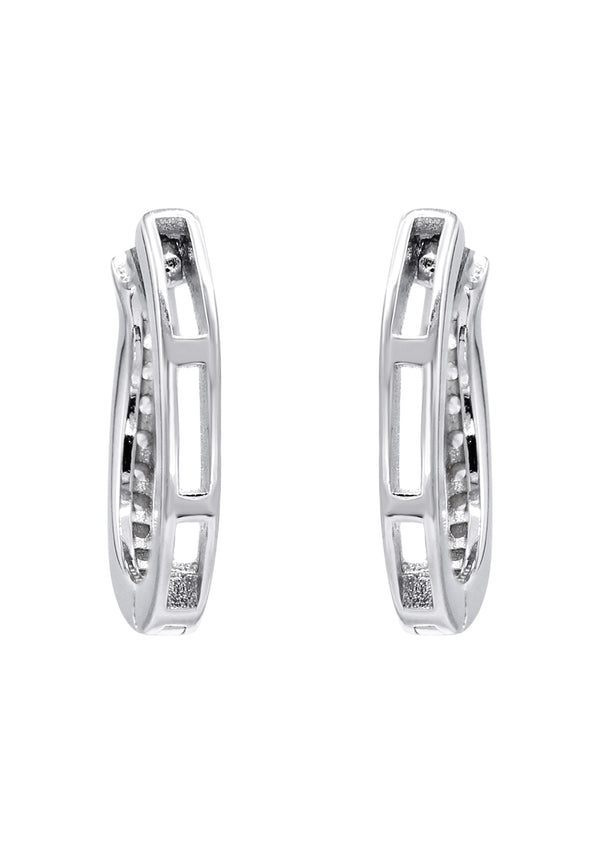 Silver Round CZ Stud Earrings | Appx. 1.5 Grams