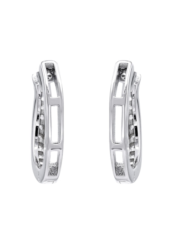 Silver Round CZ Stud Earrings | Appx. 1.5 Grams