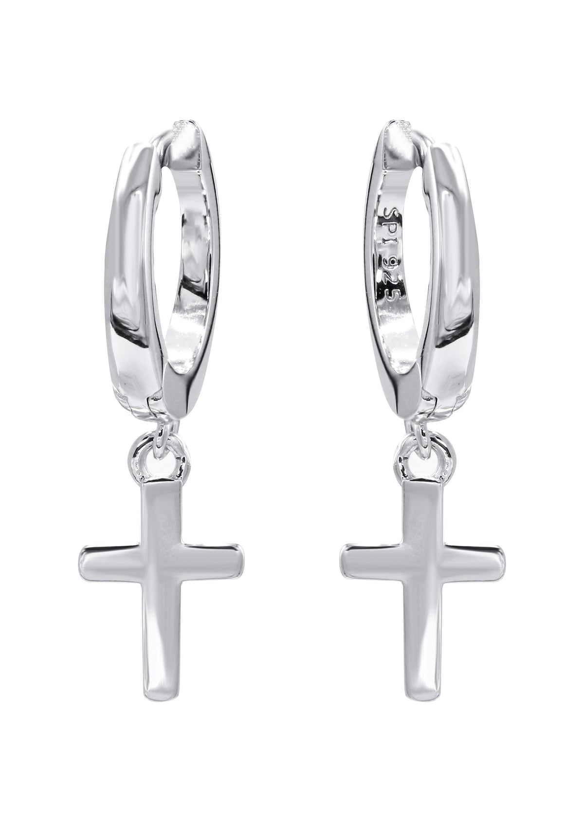 Silver Hoop Cross Earrings | Appx. 2 Grams