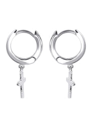 Silver Hoop Cross Earrings | Appx. 2 Grams