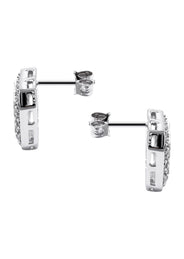 Silver Square Halo Clear CZ Stud Earrings | Appx. 5 Grams