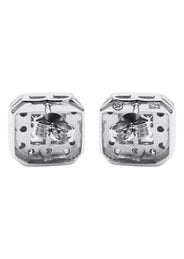 Silver Square Halo Clear CZ Stud Earrings | Appx. 5 Grams