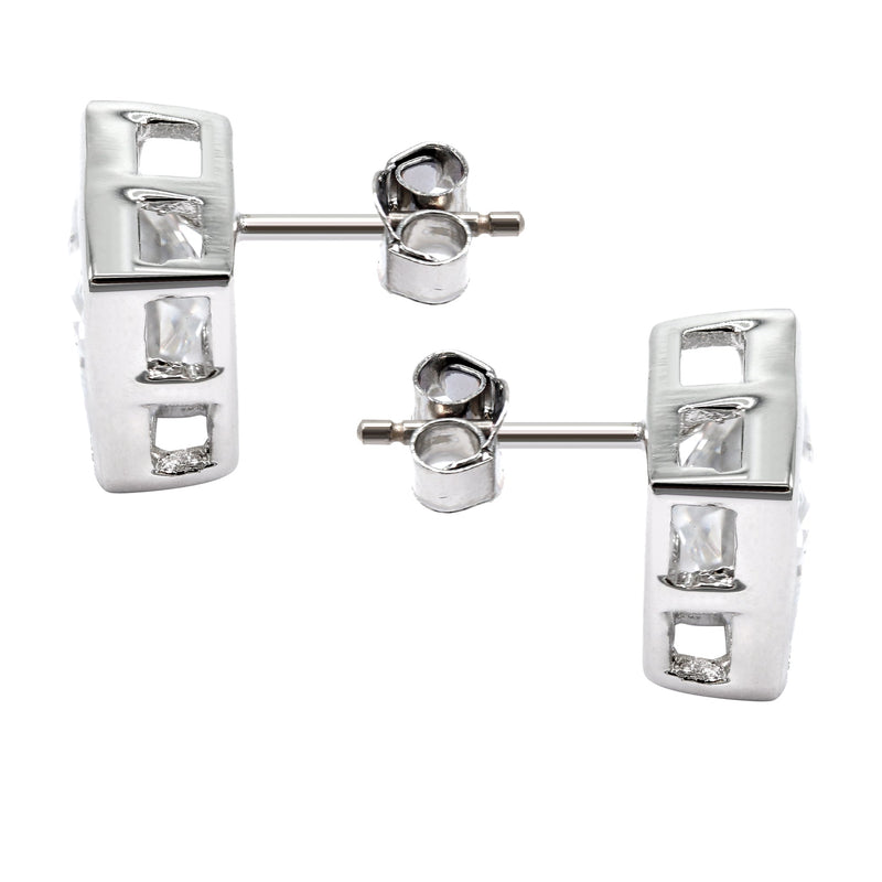 Silver Clear CZ Stud Earrings | Appx. 5.4 Grams
