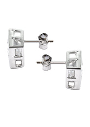 Silver Clear CZ Stud Earrings | Appx. 5.4 Grams