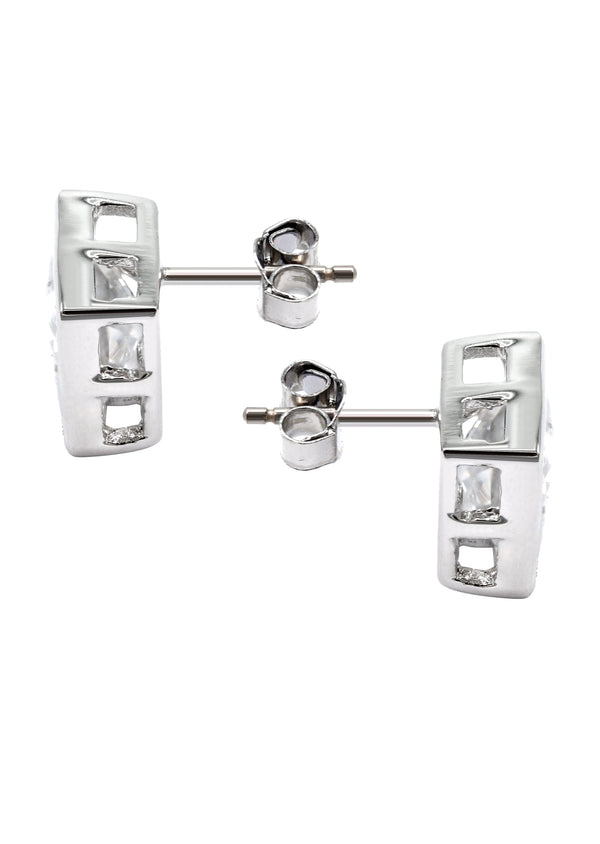 Silver Clear CZ Stud Earrings | Appx. 5.4 Grams