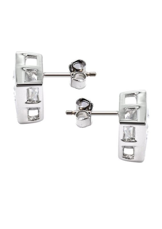 Silver Clear CZ Stud Earrings | Appx. 5.4 Grams