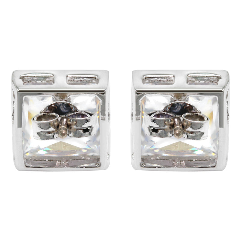 Silver Clear CZ Stud Earrings | Appx. 5.4 Grams