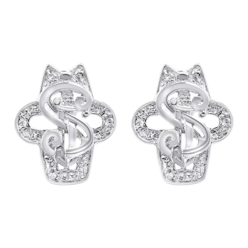 Silver Dollar Sign CZ Stud Earrings | Appx. 5.6 Grams