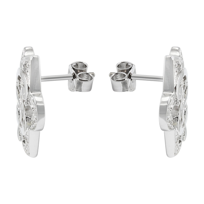 Silver Dollar Sign CZ Stud Earrings | Appx. 5.6 Grams