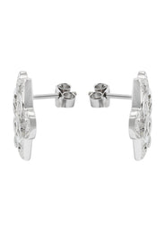 Silver Dollar Sign CZ Stud Earrings | Appx. 5.6 Grams