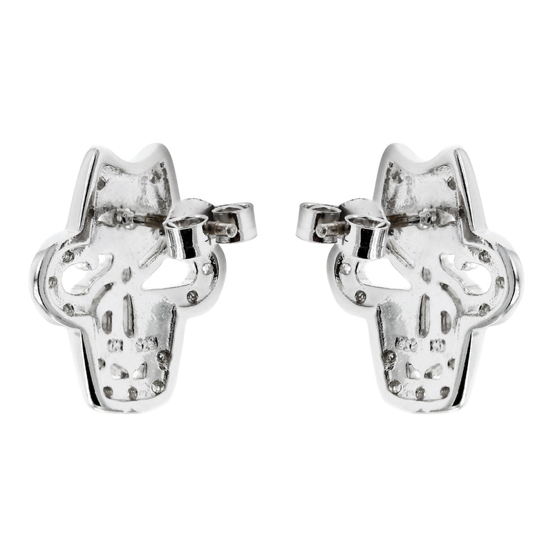 Silver Dollar Sign CZ Stud Earrings | Appx. 5.6 Grams
