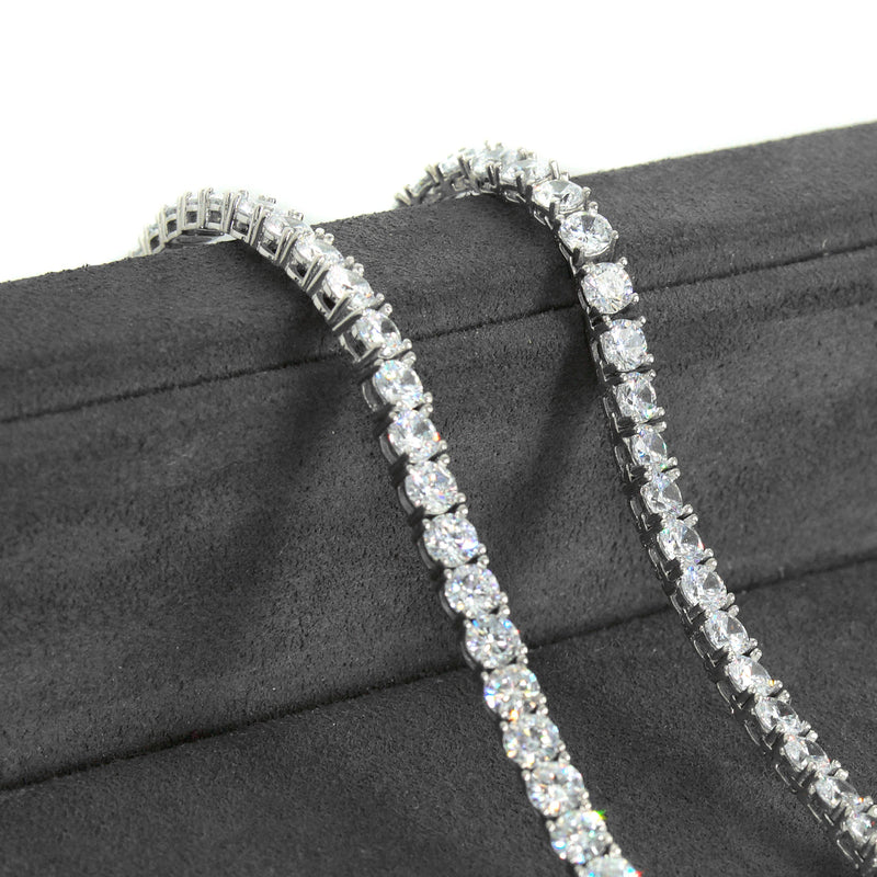 Silver Chain - Mens White Tennis Chain / Necklace - 4 MM