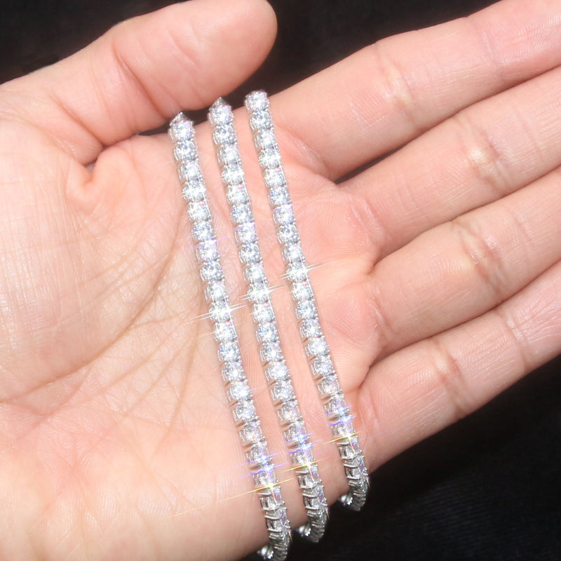 Silver Chain - Mens White Tennis Chain / Necklace - 4 MM