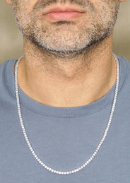 Silver Chain - Mens White Tennis Chain / Necklace - 3 MM