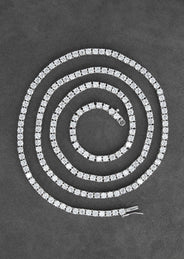 Silver Chain - Mens White Tennis Chain / Necklace - 3 MM