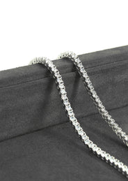 Silver Chain - Mens White Tennis Chain / Necklace - 3 MM
