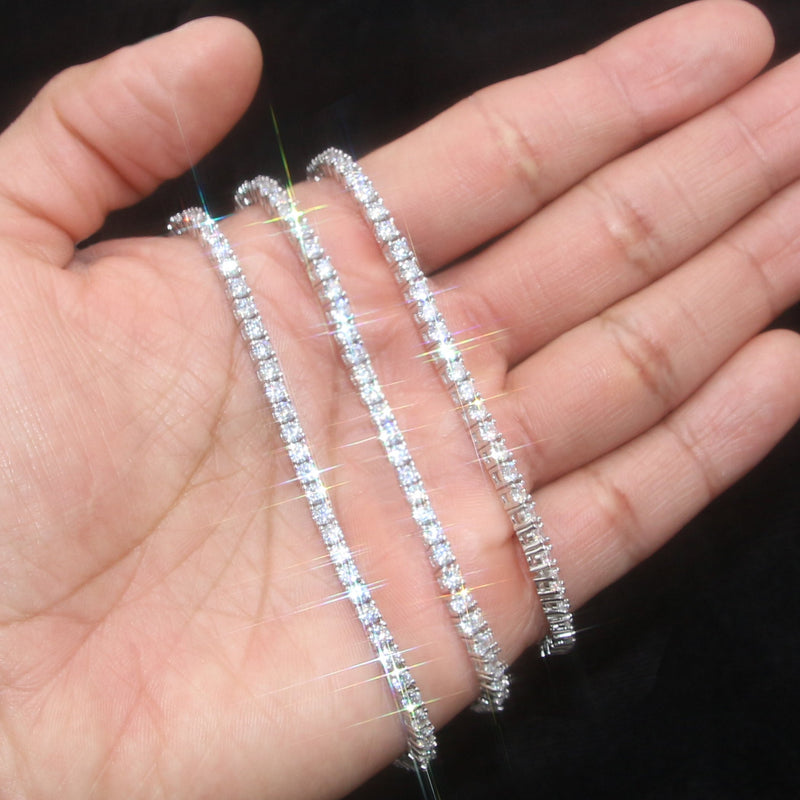 Silver Chain - Mens White Tennis Chain / Necklace - 3 MM