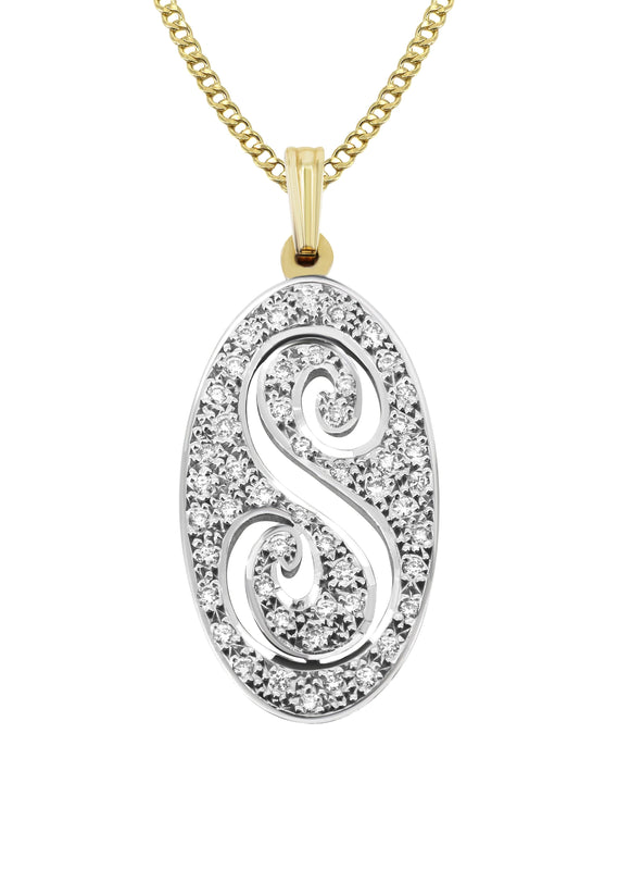 14K Gold  Single Letter Name Plate Necklace | Style #91