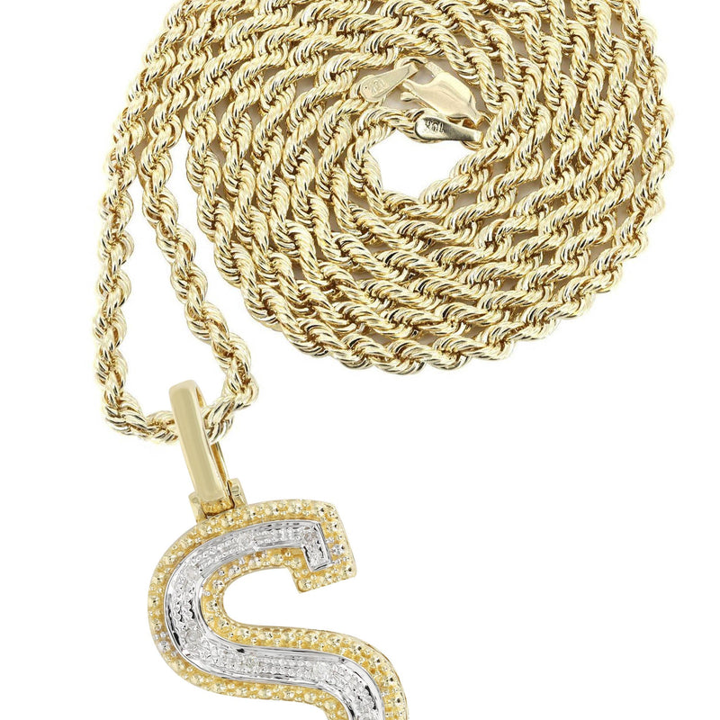 Diamond 10K Yellow Gold Letter "S" Necklace | Appx. 13.5 Grams
