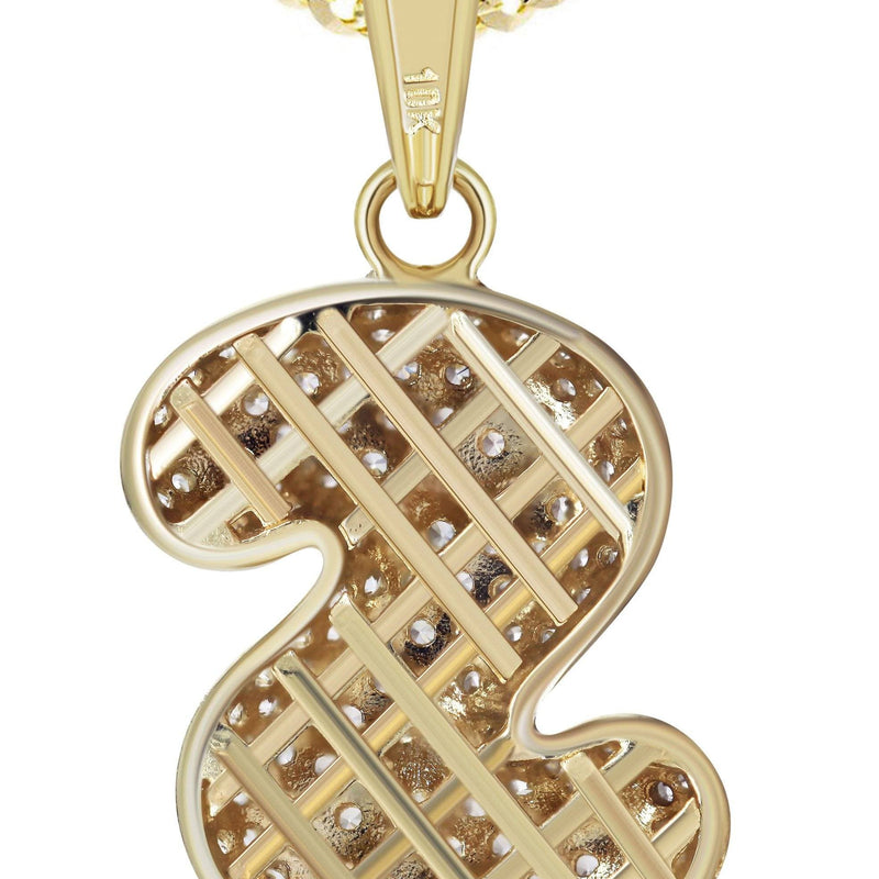 10K Yellow Gold Bubble Letter "S" CZ Necklace | Appx. 13.6 Grams
