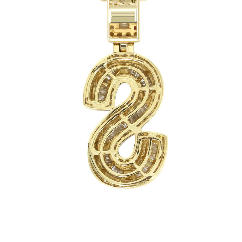 14K Yellow Gold Letter "S" Baguette Diamond Necklace | 1.96 Carats