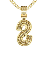 14K Yellow Gold Letter "S" Baguette Diamond Necklace | 1.96 Carats