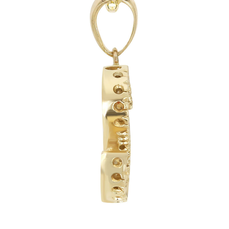 14K Gold Diamond  Initial Pendant and Cuban Chain .75 Carats