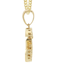 14K Gold Diamond  Initial Pendant and Cuban Chain .75 Carats