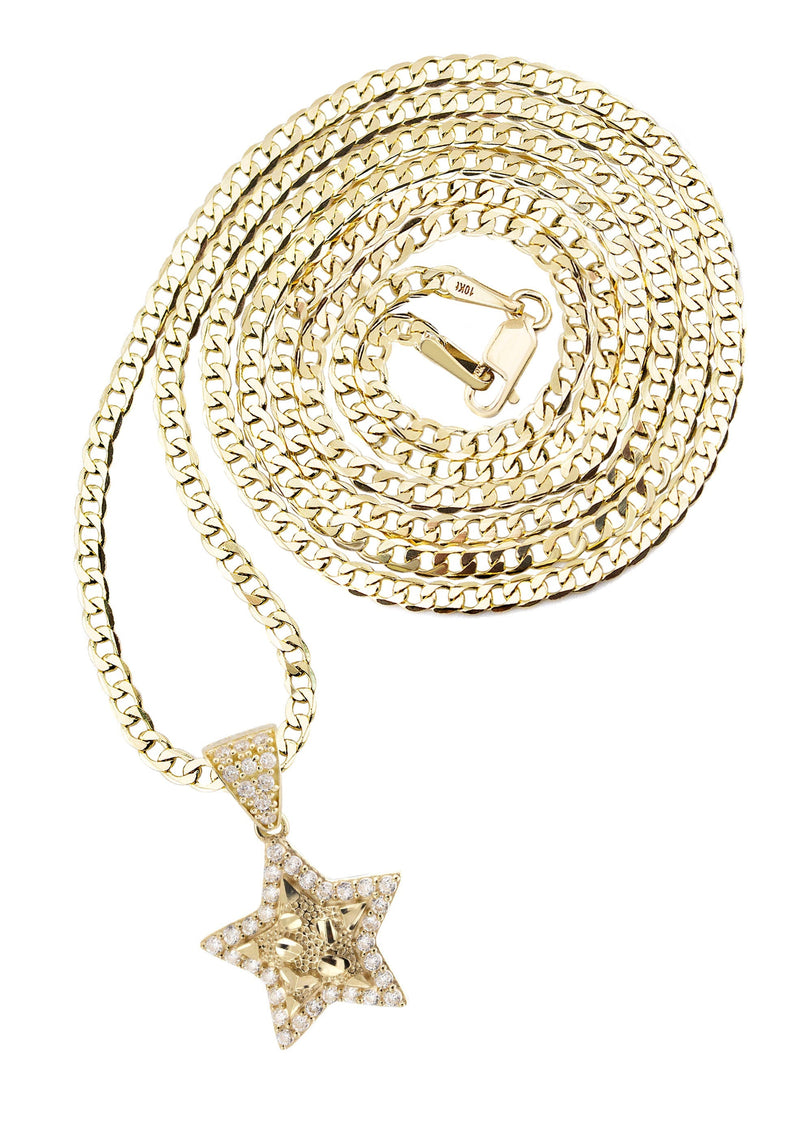 10K Yellow Gold Star Nugget Necklace | Appx. 1.6 - 5.6 Grams