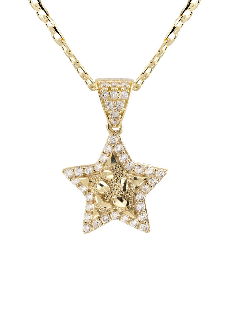 10K Yellow Gold Star Nugget Necklace | Appx. 1.6 - 5.6 Grams