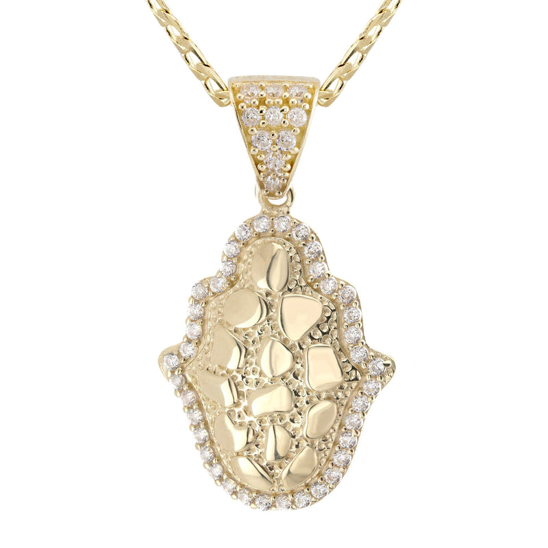 10K Yellow Gold Hamsa Hand Nugget Necklace | Appx. 2 - 6 Grams