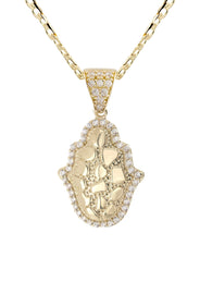 10K Yellow Gold Hamsa Hand Nugget Necklace | Appx. 2 - 6 Grams