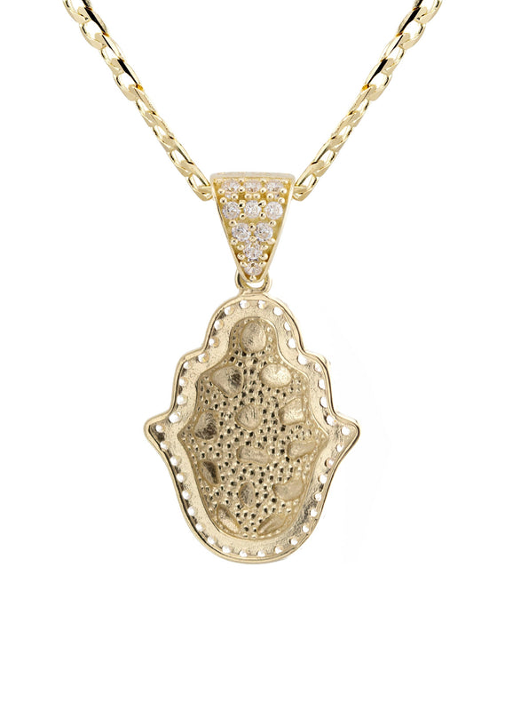 10K Yellow Gold Hamsa Hand Nugget Necklace | Appx. 2 - 6 Grams