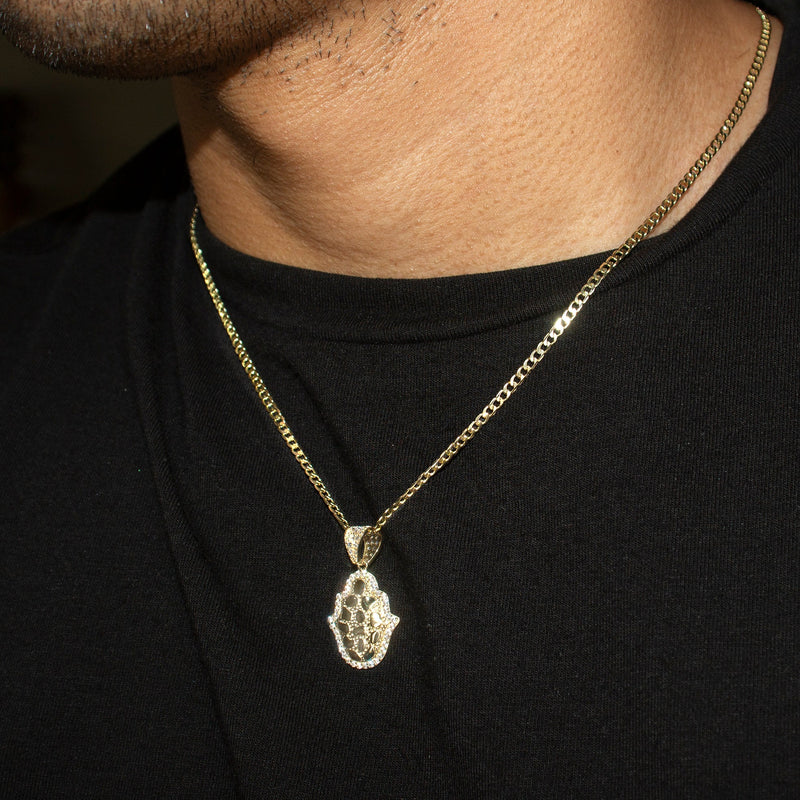 10K Yellow Gold Hamsa Hand Nugget Necklace | Appx. 2 - 6 Grams