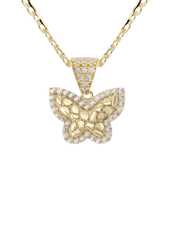10K Yellow Gold Butterfly Nugget Necklace | Appx. 1.5 - 5.5 Grams