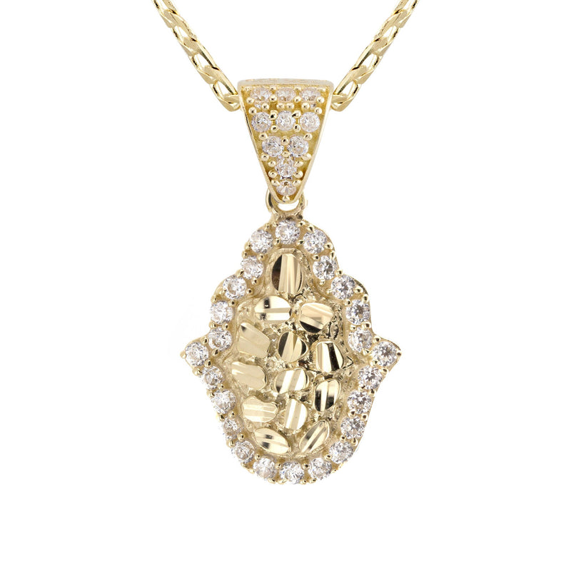 10K Yellow Gold Hamsa Hand Nugget Necklace | Appx. 1.4 - 5.4 Grams