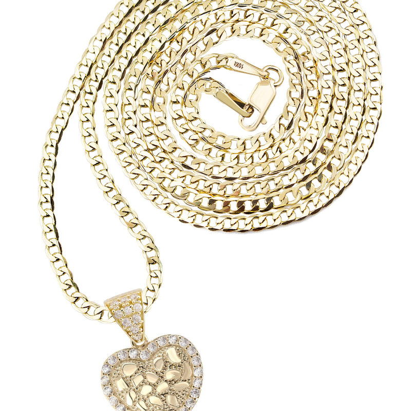 10K Yellow Gold Heart Nugget Necklace | Appx. 1.3 - 5.3 Grams