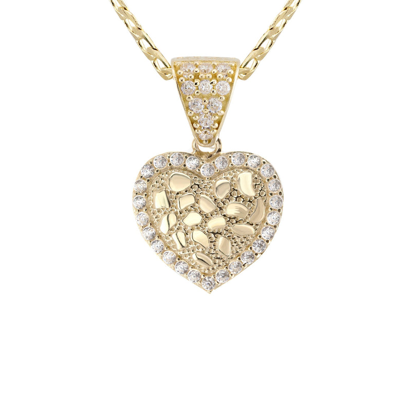 10K Yellow Gold Heart Nugget Necklace | Appx. 1.3 - 5.3 Grams