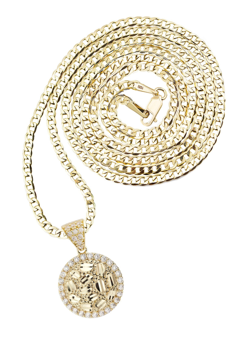 10K Yellow Gold Round Nugget Necklace | Appx. 1.8 - 5.8 Grams
