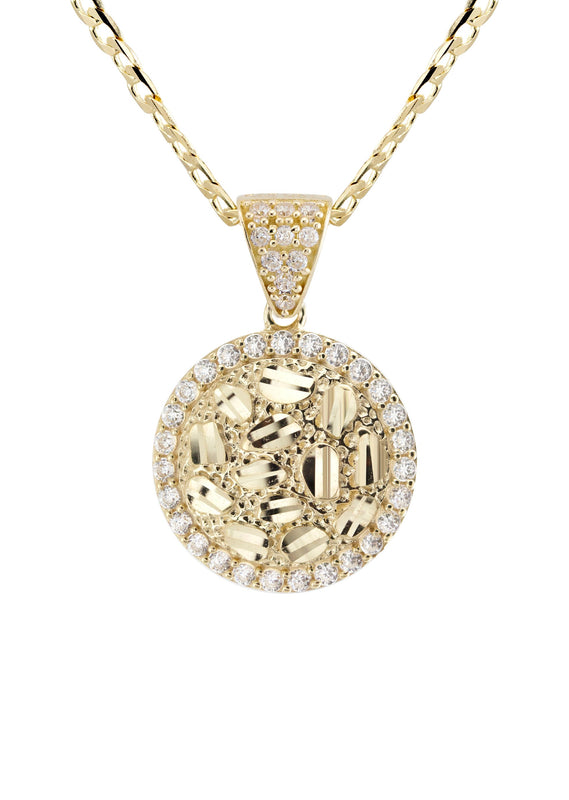 10K Yellow Gold Round Nugget Necklace | Appx. 1.8 - 5.8 Grams