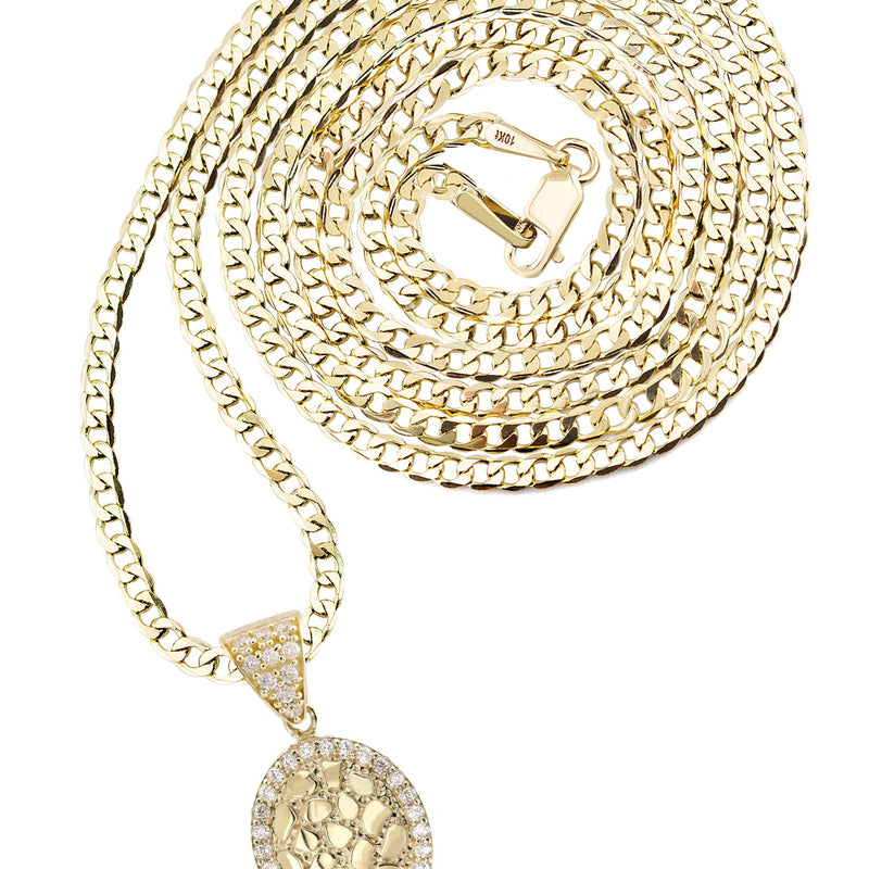 10K Yellow Gold Oval Nugget Necklace | Appx. 1.5 - 5.5 Grams