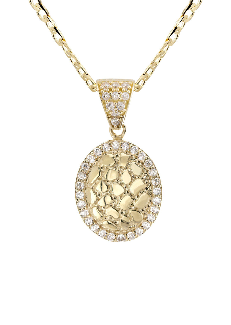 10K Yellow Gold Oval Nugget Necklace | Appx. 1.5 - 5.5 Grams