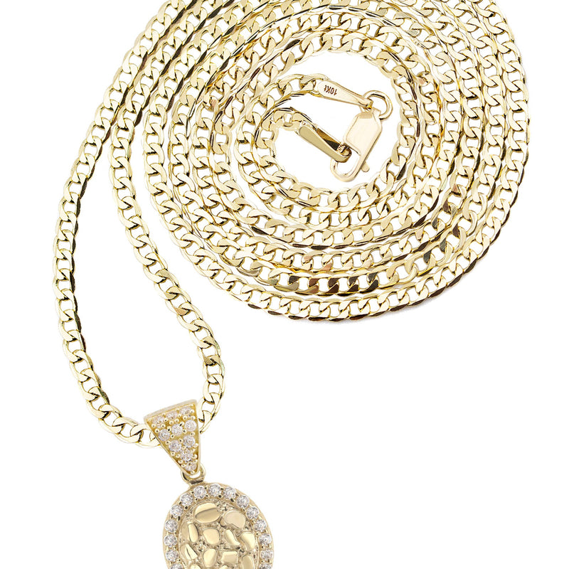10K Yellow Gold Oval Nugget Necklace | Appx. 1 - 5 Grams