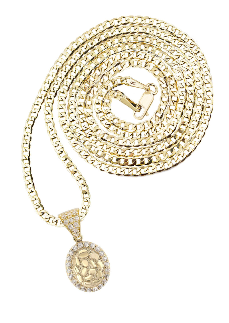 10K Yellow Gold Oval Nugget Necklace | Appx. 1 - 5 Grams