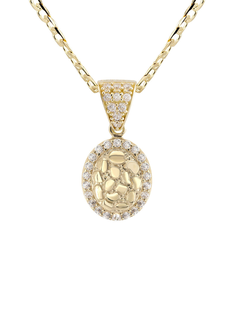 10K Yellow Gold Oval Nugget Necklace | Appx. 1 - 5 Grams
